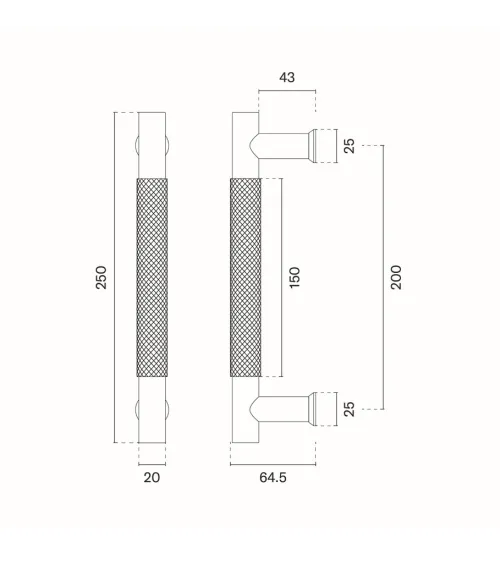 Textured single pull handle for door 1770 matt black finish designer handle