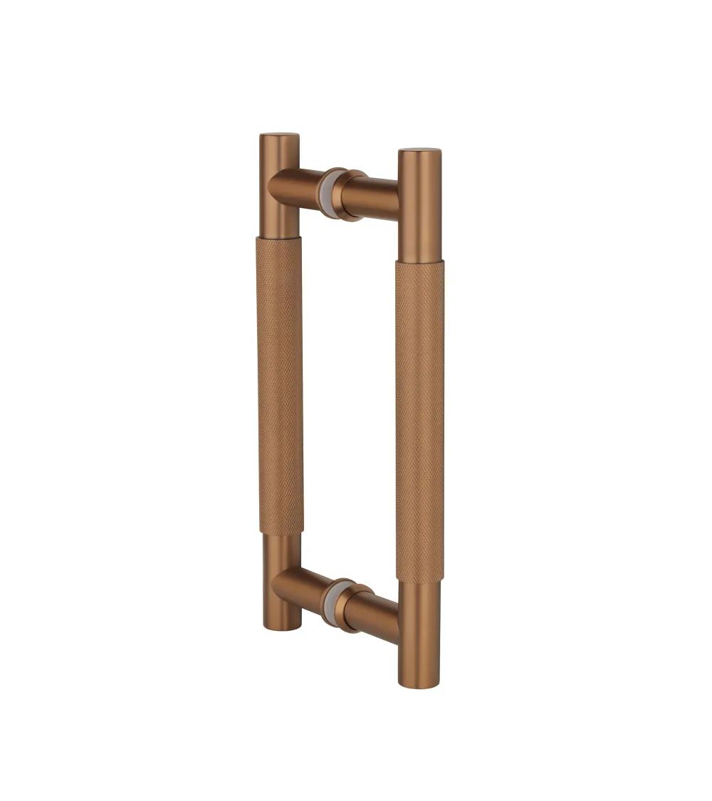 Textured double pull handle for door 1770 copper finish designer handle