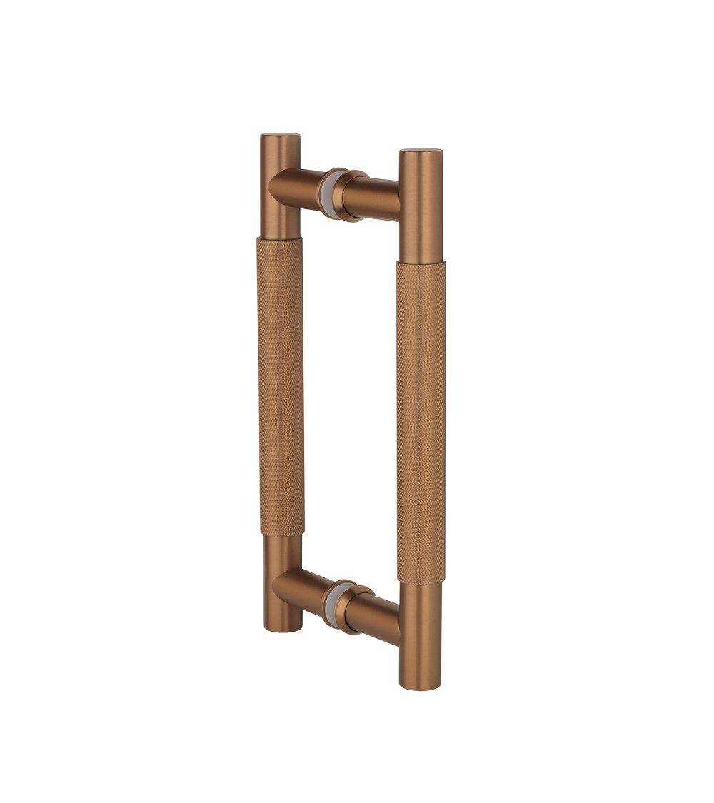 Textured double pull handle for door 1770 copper finish designer handle