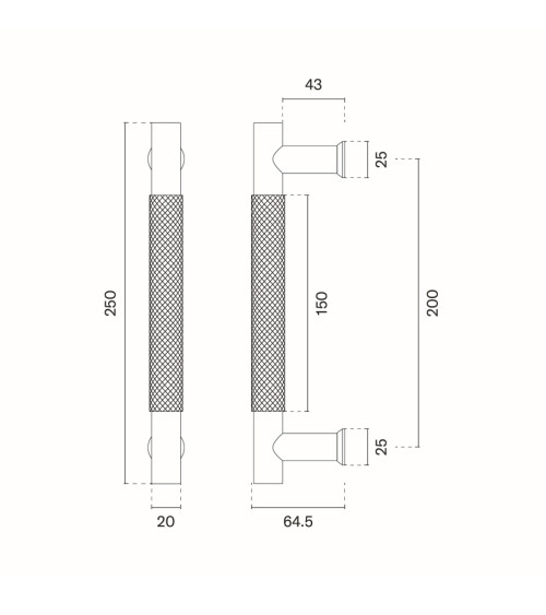 Textured single pull handle for door 1770 copper finish designer handle