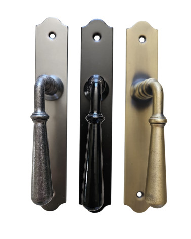Wrought iron door handles in black - Beynac model (riser optional)