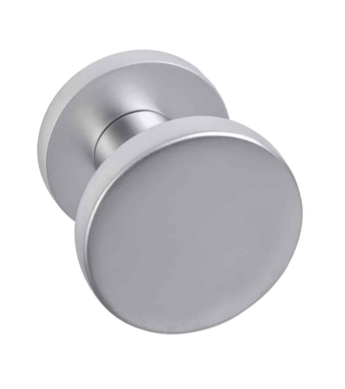 Flat round knob d.54 in aluminium on round rosette