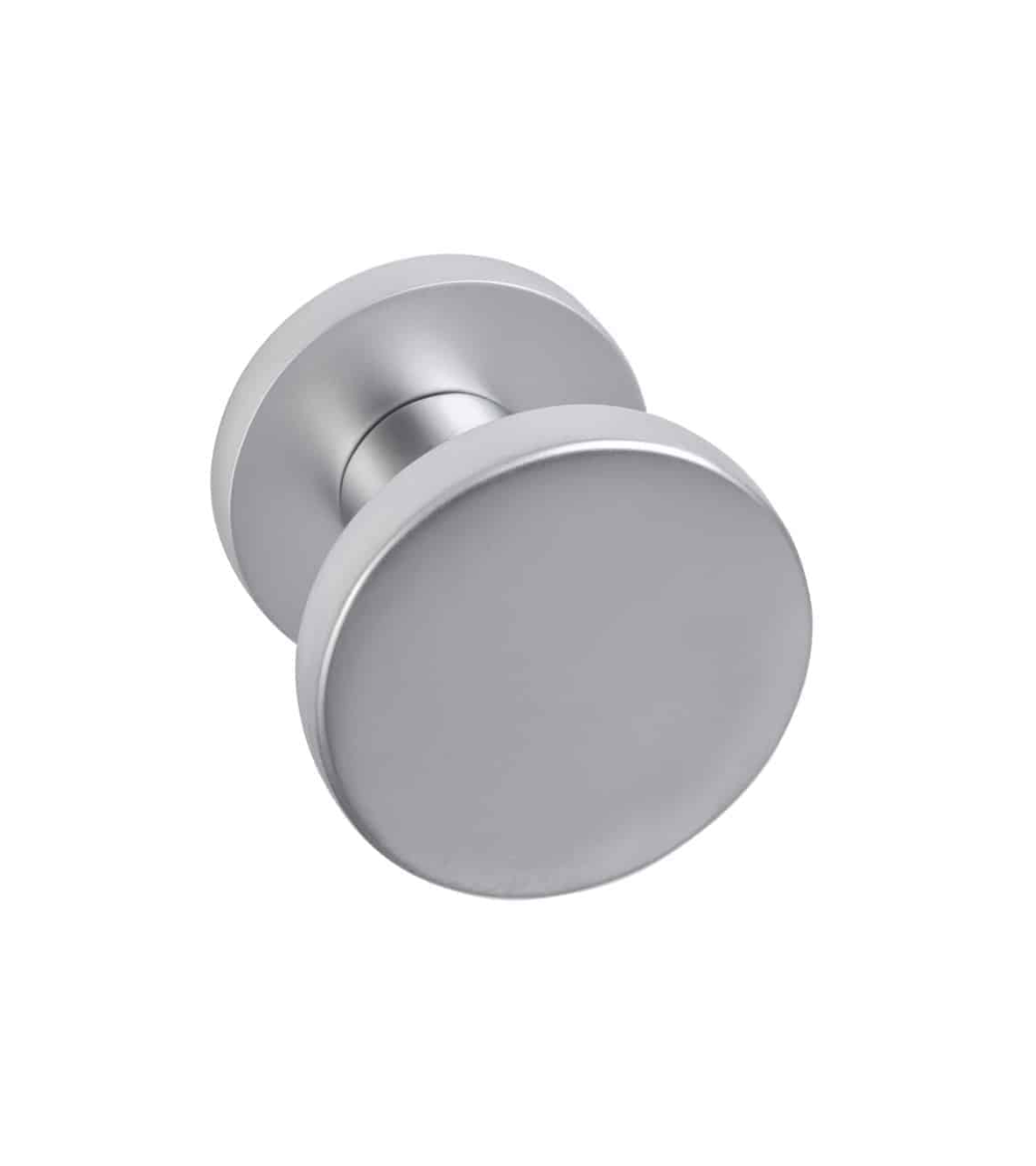 Flat round knob d.54 in aluminium on round rosette