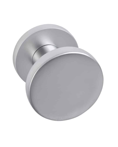 Flat round knob d.54 in aluminium on round rosette