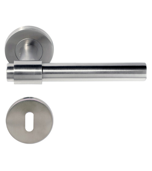 IRATY door handle matt brushed stainless steel, Grade 3 heavy-duty use