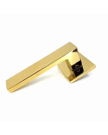 WARNA polished gold door handle designer handle profile view