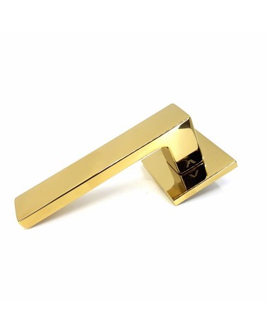 WARNA polished gold door handle designer handle profile view