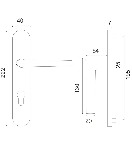 Socoa door handle on blank plate