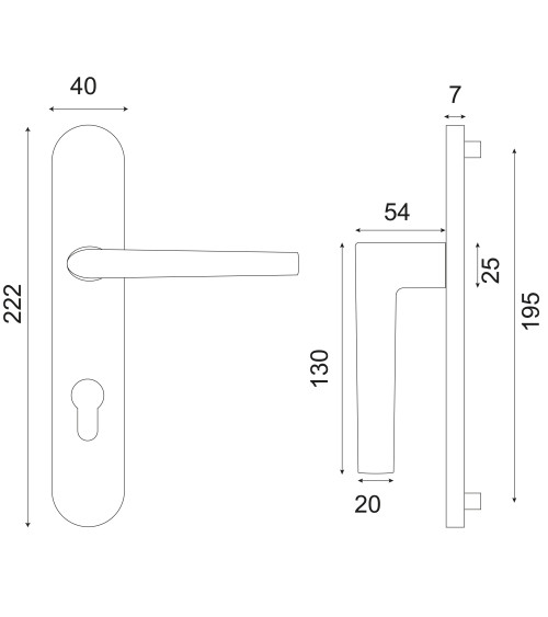 Socoa door handle on blank plate