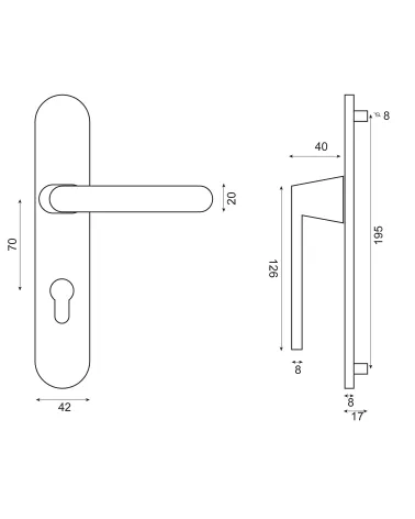 Sol door handle on plate Satin Nickel