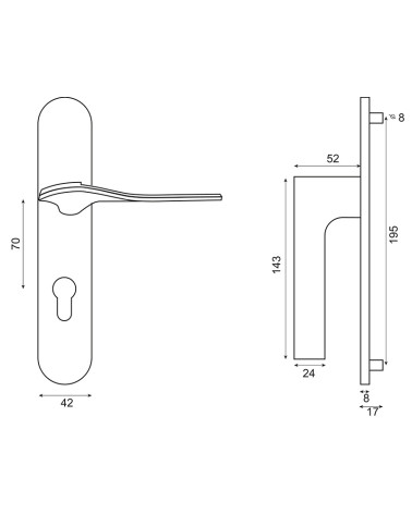 Bora Door Handle on plate Satin nickel