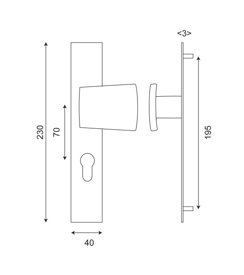 Thor stainless steel brushed matt entrance handle Cylinder