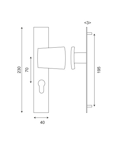 Thor entrance handle on plate only, for entrance and internal doors