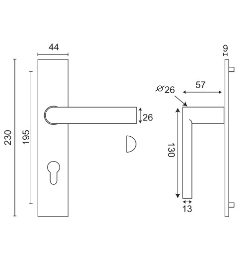 Bastide Handle rectangular plate latch