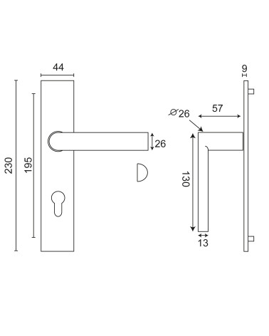 Drawing Bastide Handle rectangular plate