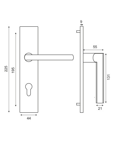 Drawing New Pyla rectangular plate latch