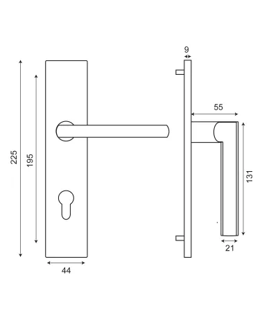 Drawing New Pyla rectangular plate latch