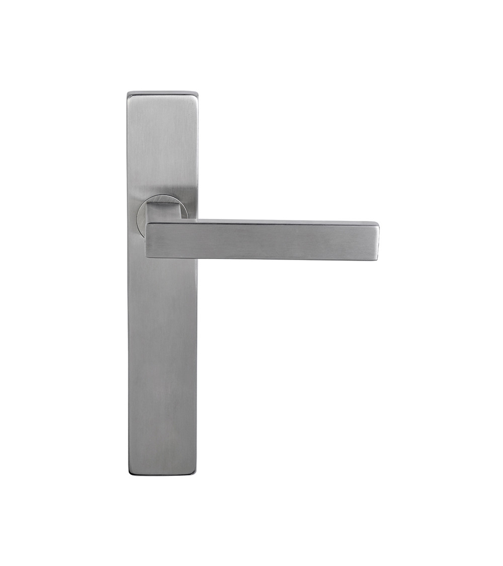 Majestea stainless steel handle on rectangular plate latch