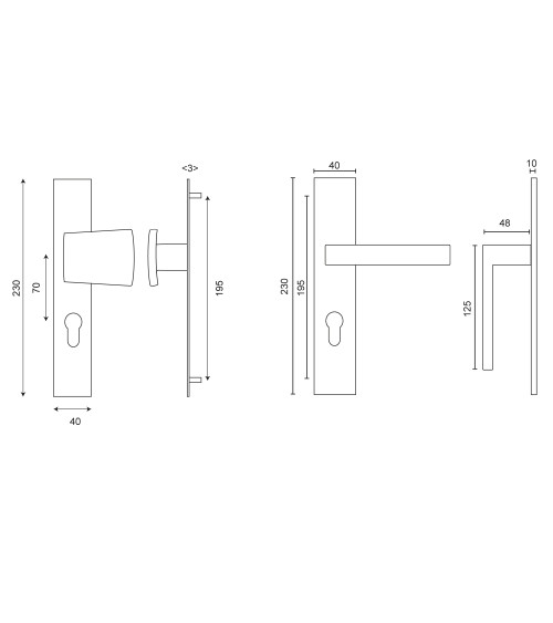 Majestea/Thor entrance set rectangular plate cylinder