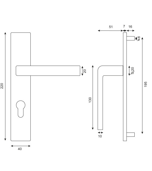 Soho handle black keyhole plate