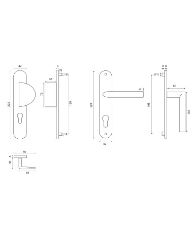 Drawing Demi Lune / Altesse Passage Set on Stainless Steel Plate