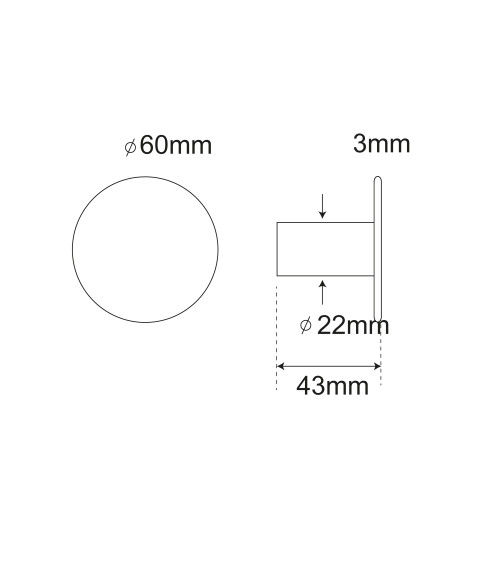 Thin Disc Wall Hook Matt Brushed Stainless Steel D.60mm