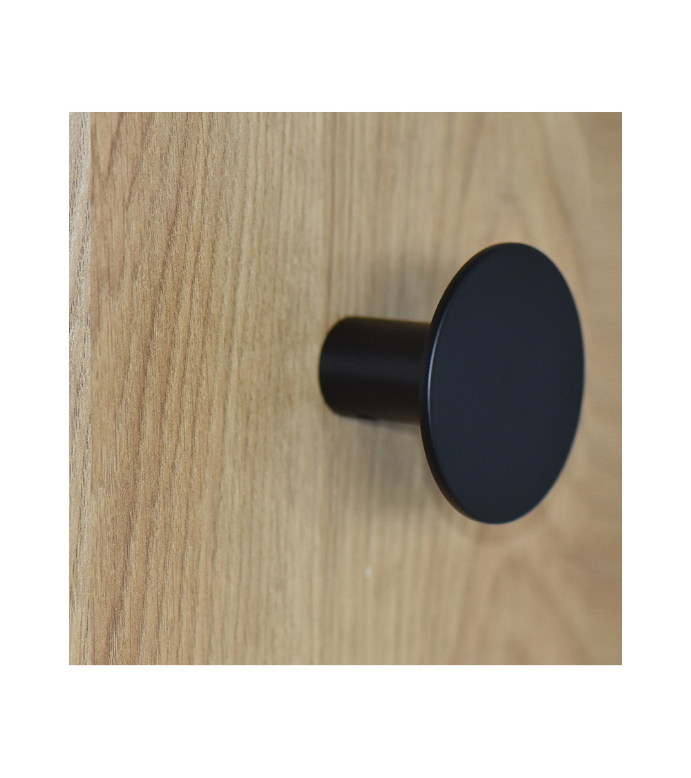 Thin Disc Wall Hook Stainless Steel Black D.60