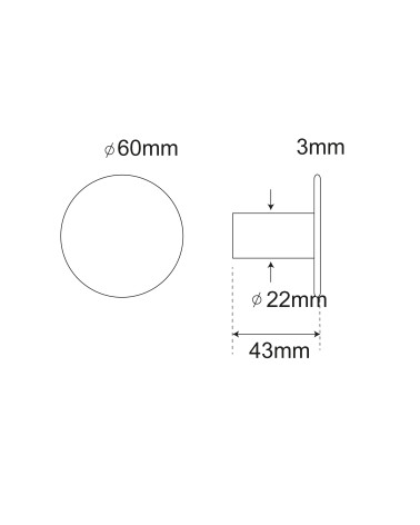 Drawing Thin Disc Wall Hook Stainless Steel Black D.60