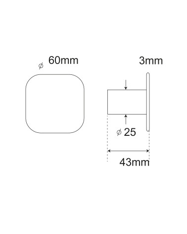 Drawing Thin Square Wall Hook D.60