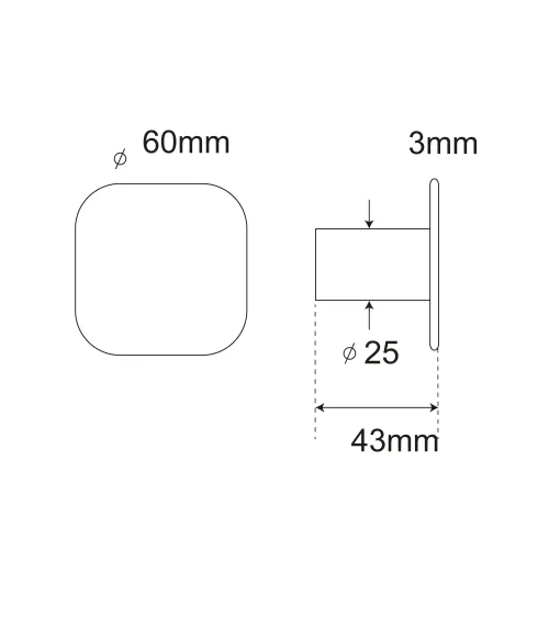 Square fine stainless steel wall hook Satin Gold D.60