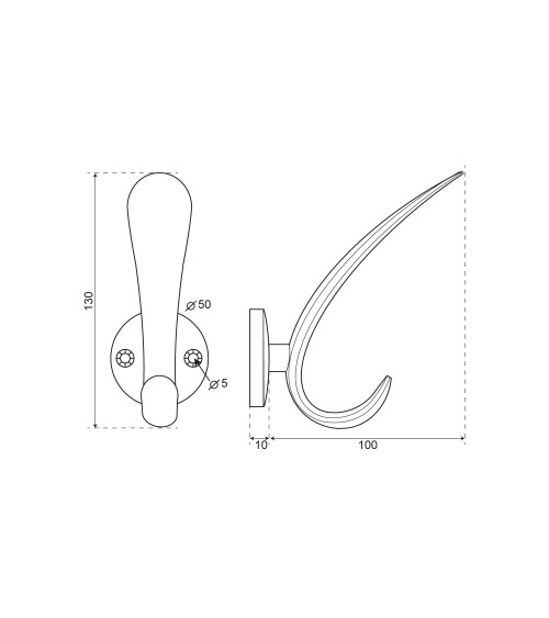 Stainless steel finish Curve wall hook