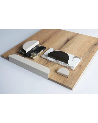 ZORIA furniture handle design handle arranged on a wooden plate