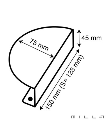 ZORIA furniture handle with dimensions
