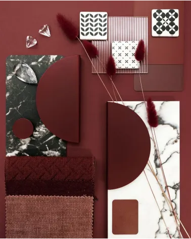 ZORIA burgundy designer handle designer handle presented with decorative materials