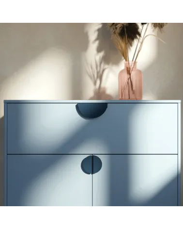 ZORIA navy blue design handle design handle mounted on a chest of drawers
