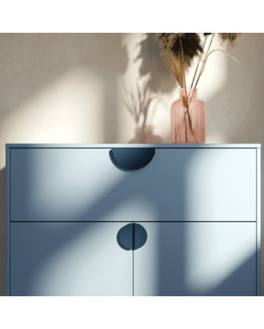 ZORIA navy blue design handle design handle mounted on a chest of drawers
