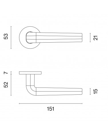 INULLA door handle with dimensions