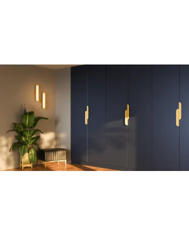 ZORIA elongated matte gold furniture handle design handle mounted on a wardrobe
