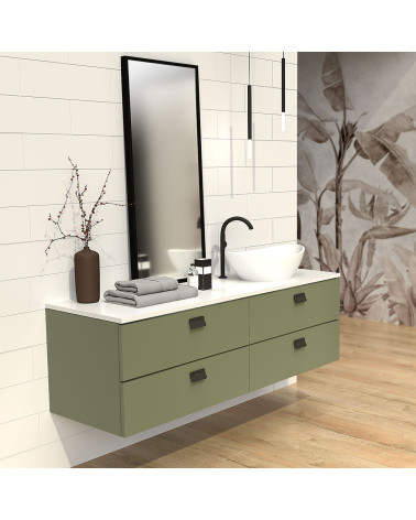 Matt black SEA furniture handle designer handle fitted on a wall-mounted unit