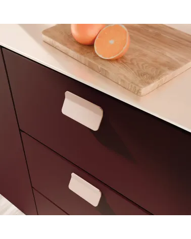 Powder pink SEA furniture handle design handle fitted on a unit