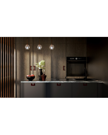 SOLEA burgundy furniture handle design handle fitted on a unit