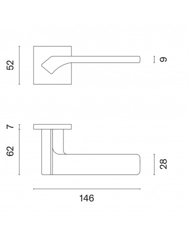 BERGERIA door handle with dimensions
