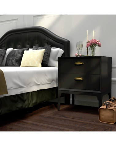 ASHEMA patina on brass furniture handle design handle fitted on a bedside table