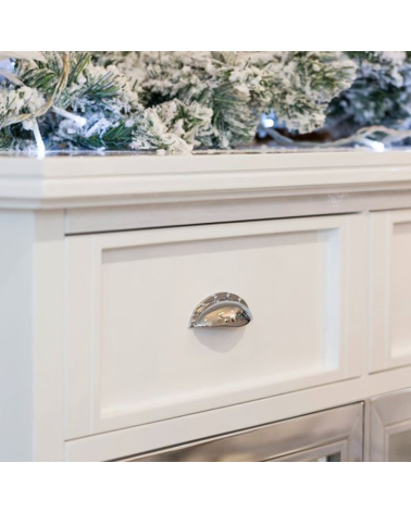 ASHEMA polished chrome furniture handle designer handle mounted on a white unit
