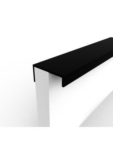 VERA matt black furniture handle designer handle fixed to the edge of a white panel