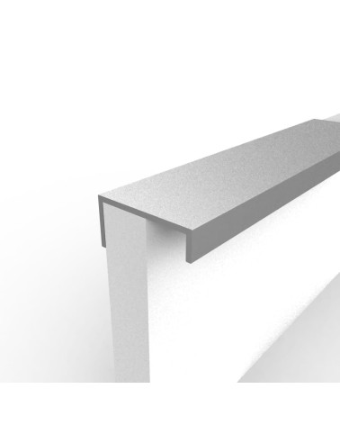 VERA polished chrome furniture handle designer handle fixed to the edge of a white panel