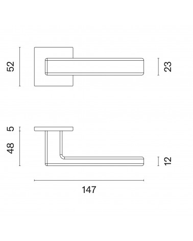 TILLIA door handle with dimensions