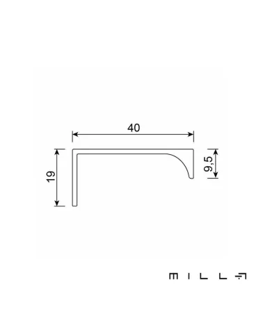 TERRA furniture handle with technical diagram