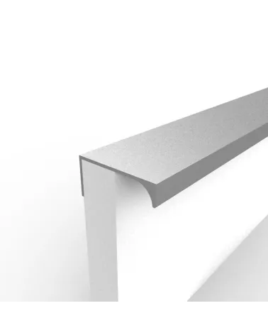 Natural anodised TERRA furniture handle designer handle fixed to the edge of a white panel