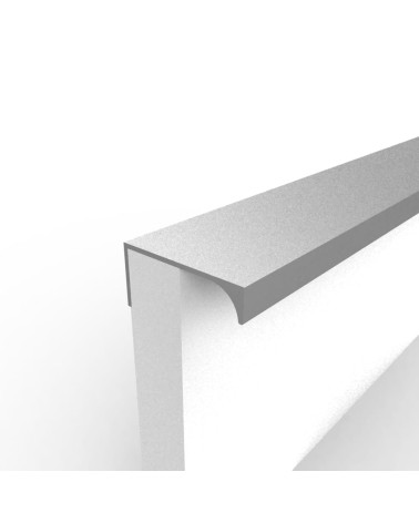Natural anodised TERRA furniture handle designer handle fixed to the edge of a white panel